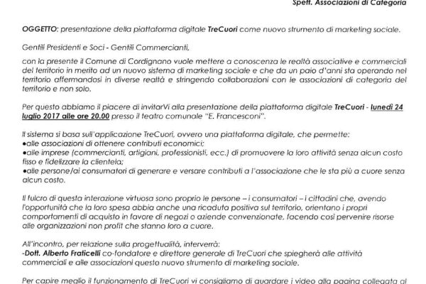IIL COMUNE DI CORDIGNANO PRESENTA TRECUORI