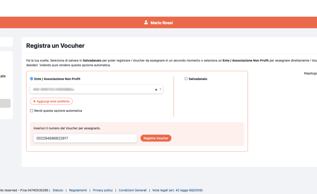 Conferma registrazione voucher
