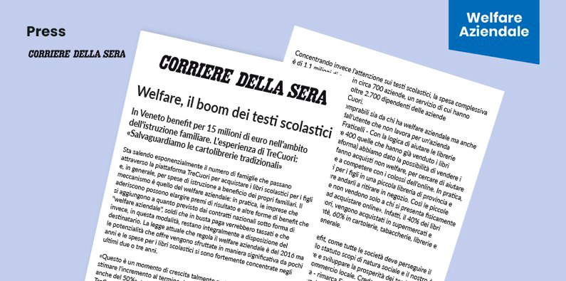 Oltre 15 milioni di euro le spese welfare relative all'istruzione fruite da migliaia di lavoratori tramite la piattaforma welfare TreCuori.
